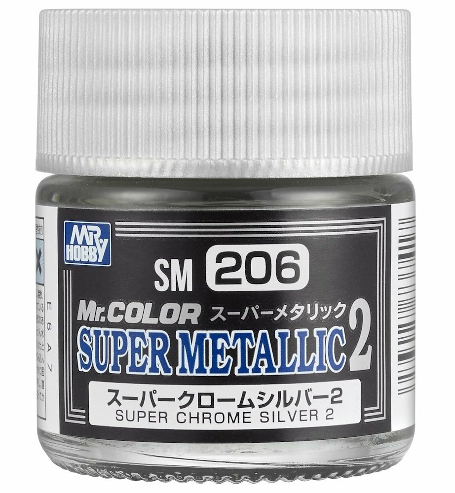 SM206 краска художественная т. м. MR.HOBBY 10мл Super Chrome Silver 2