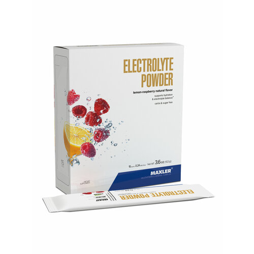 Электролиты Maxler Electrolyte Powder со вкусом Лимон-малина, 15х6,8 г, Поддержка электролитного баланса, Комплекс микроэлементов