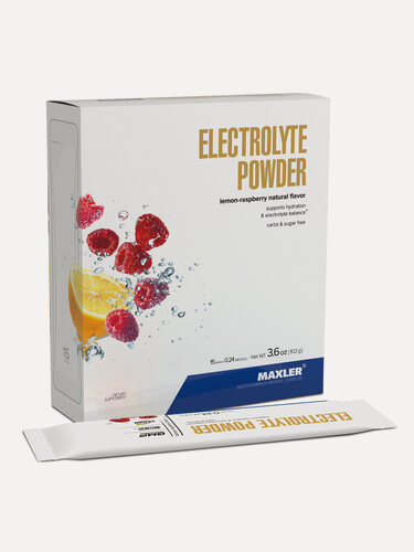 Изображение товара Электролиты Maxler, изотоник, порошок, 15 стиков по 6,8 г - Лимон-малина