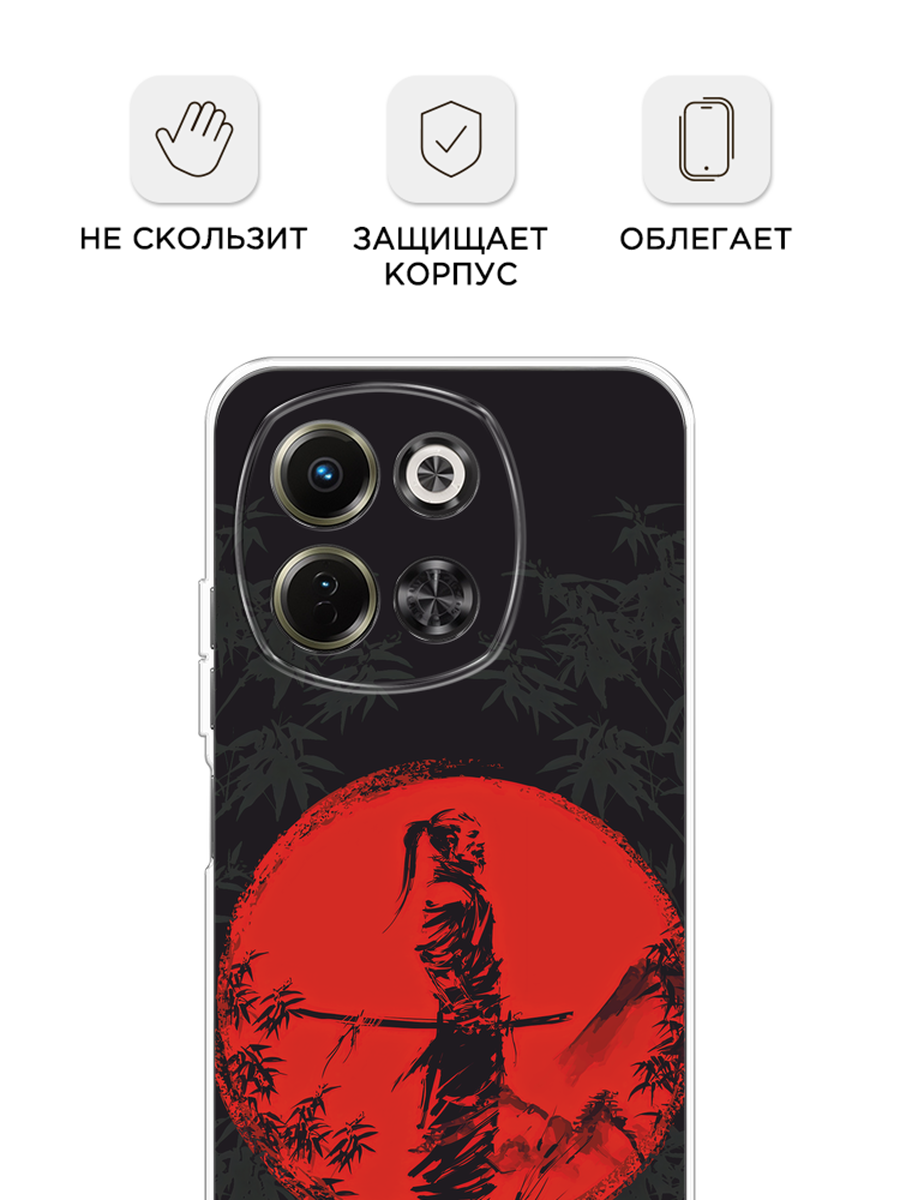 Чехол на Tecno Spark 30 5G / Текно Спарк 30 5G с принтом Самурай на красном фоне — фото 1