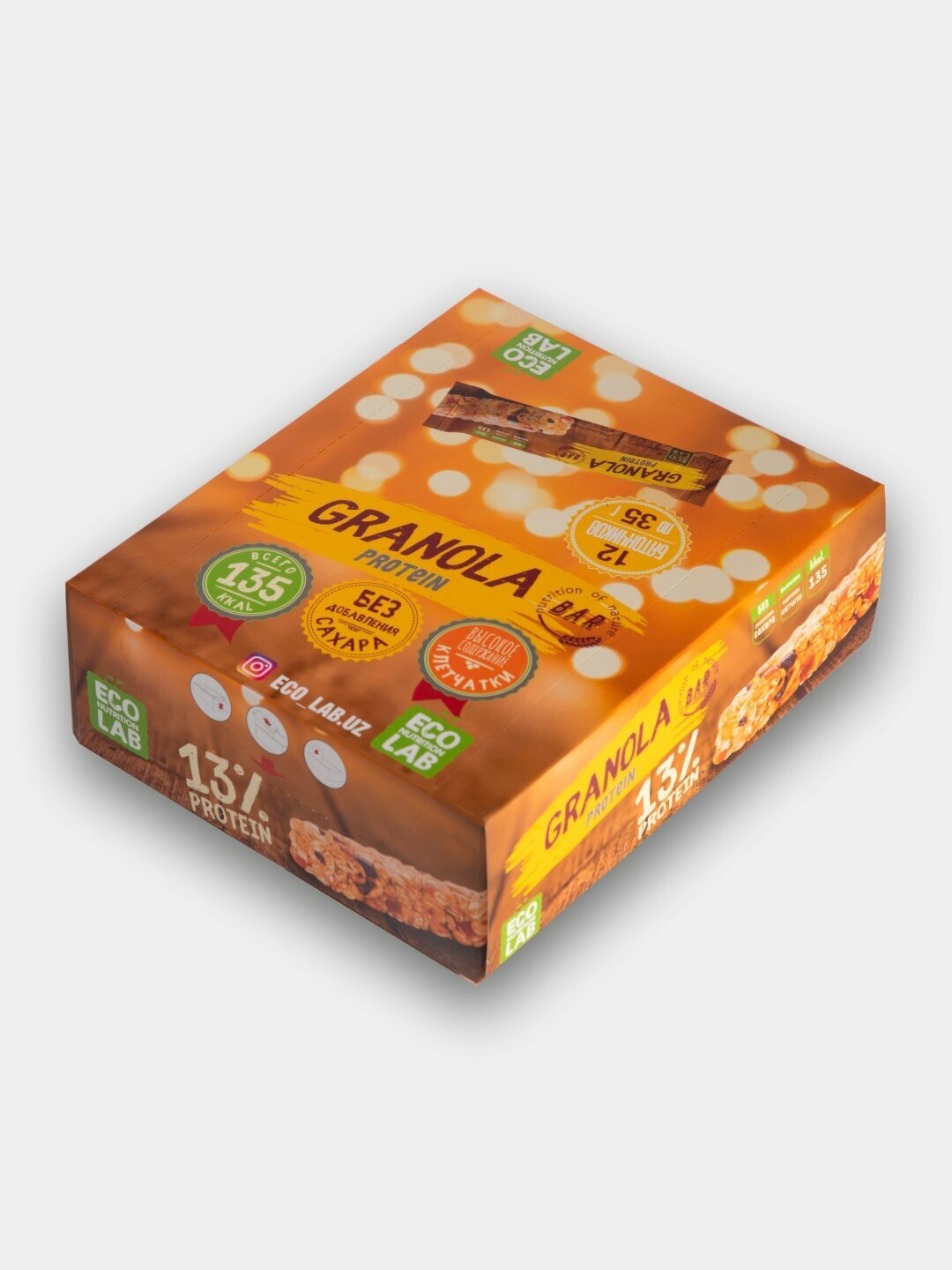 Батончики Granola Protein, Eco Nutrition Lab, без сахара, 35г, 12шт — фото 1