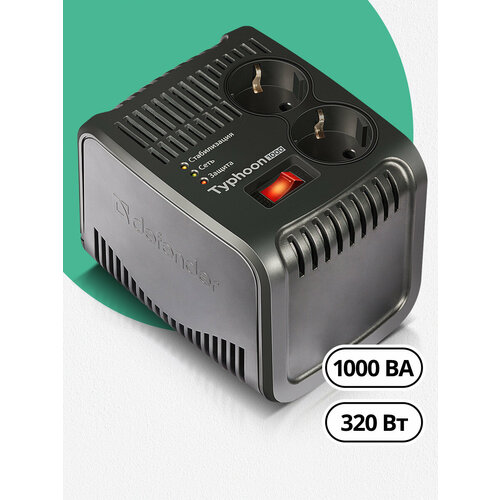 фото Стабилизатор напряжения однофазный defender avr typhoon 1000 500 вт 198-242 в