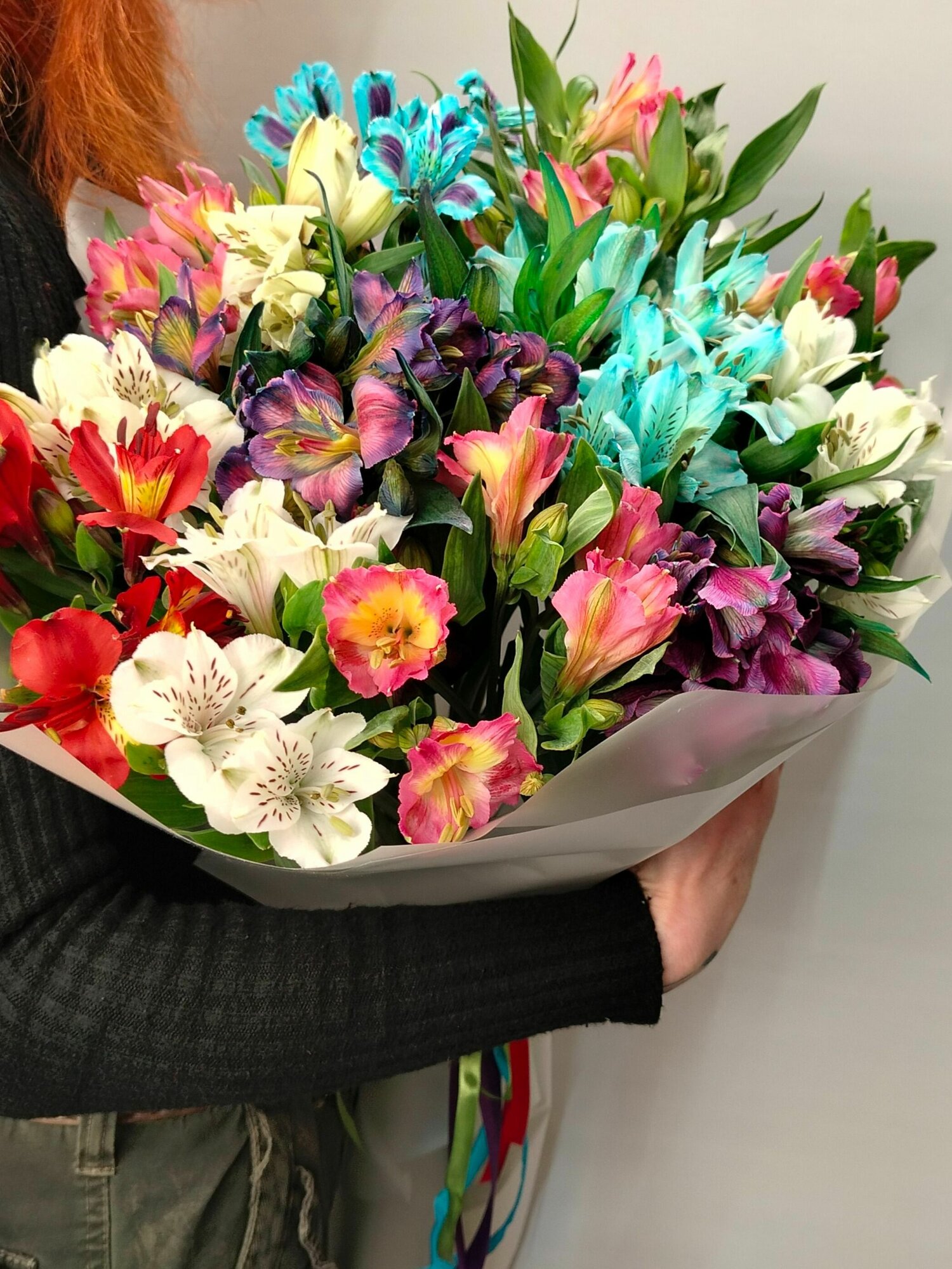 Букет живых цветов от бренда Decoriflora, Альстромерия, цвет микс, 15 шт