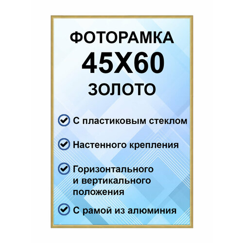 фото Фоторамка металлическая золотая для постера, картины, фотографии 45х60 см gf