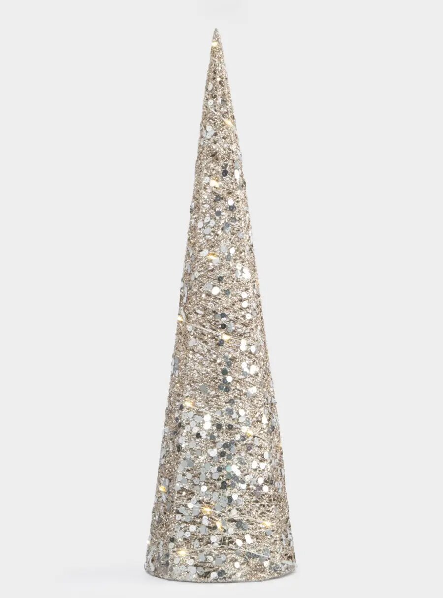 Ель-конус 60 см с подсветкой полиэстер/металл шампань Celebration