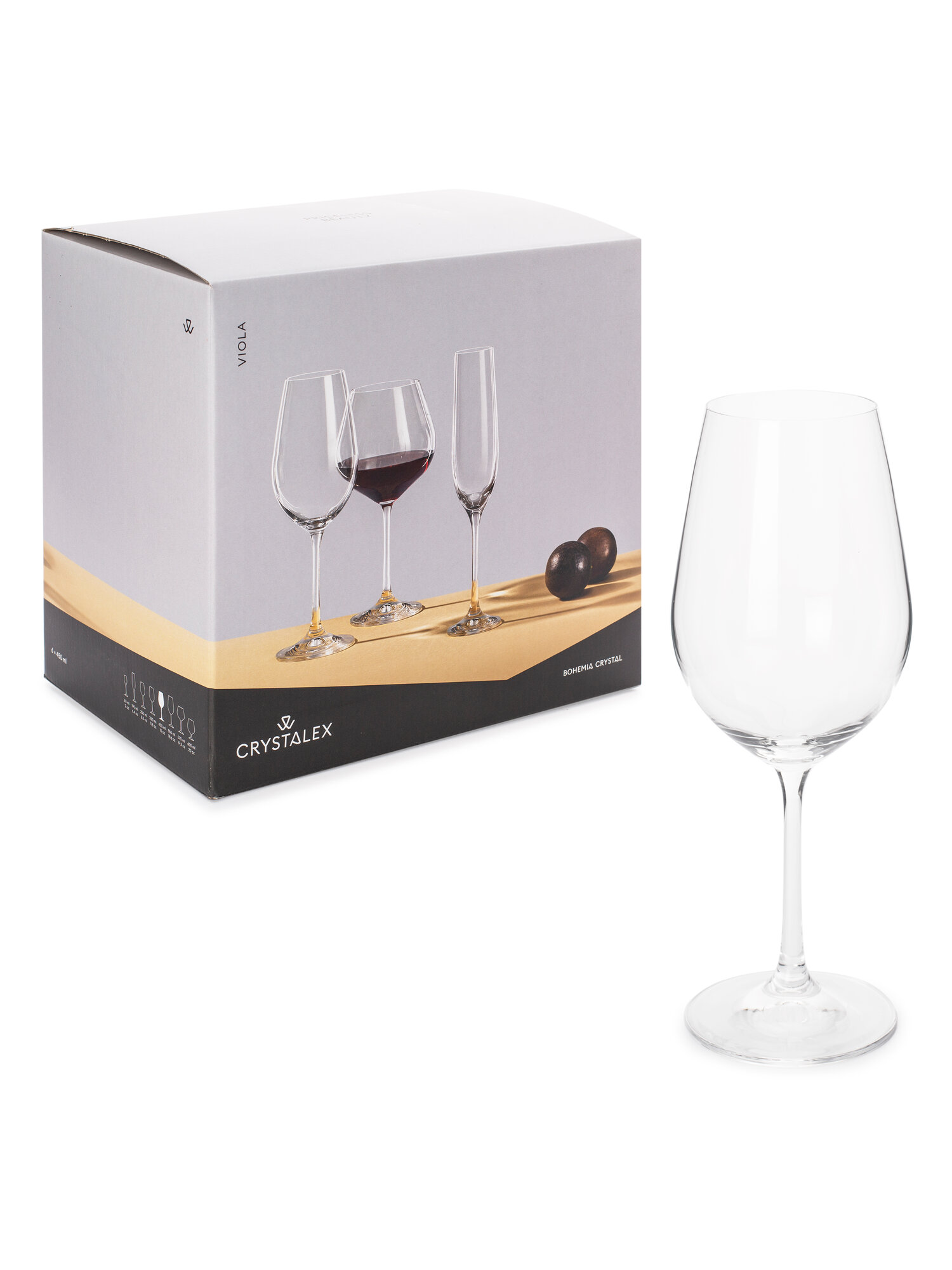 Набор бокалов для вина Crystalex VIOLA 6шт 450мл, универсальные