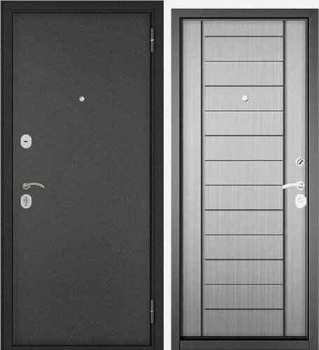 Изображение товара Дверь стальная хоум ЭКО 137 Антрацит букле-Орех пепельный, 1 замок 860*2050 левая