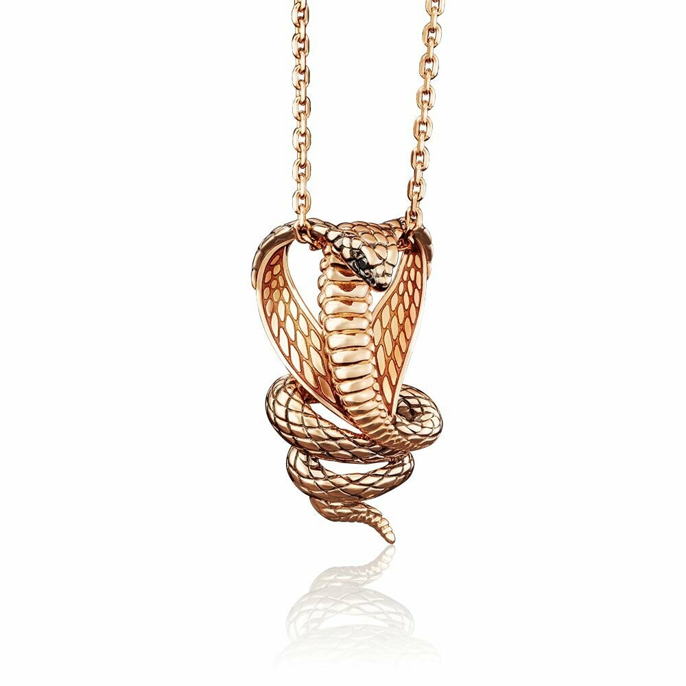 Подвеска, красное золото, 585 проба, эмаль, фианит