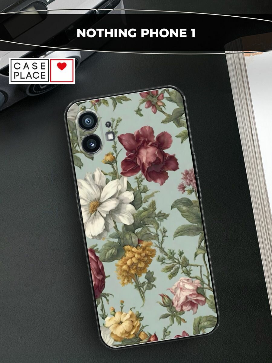 Чехол на Nothing Phone 1 / Нафинг Фон 1 с принтом Акварельные красные цветы