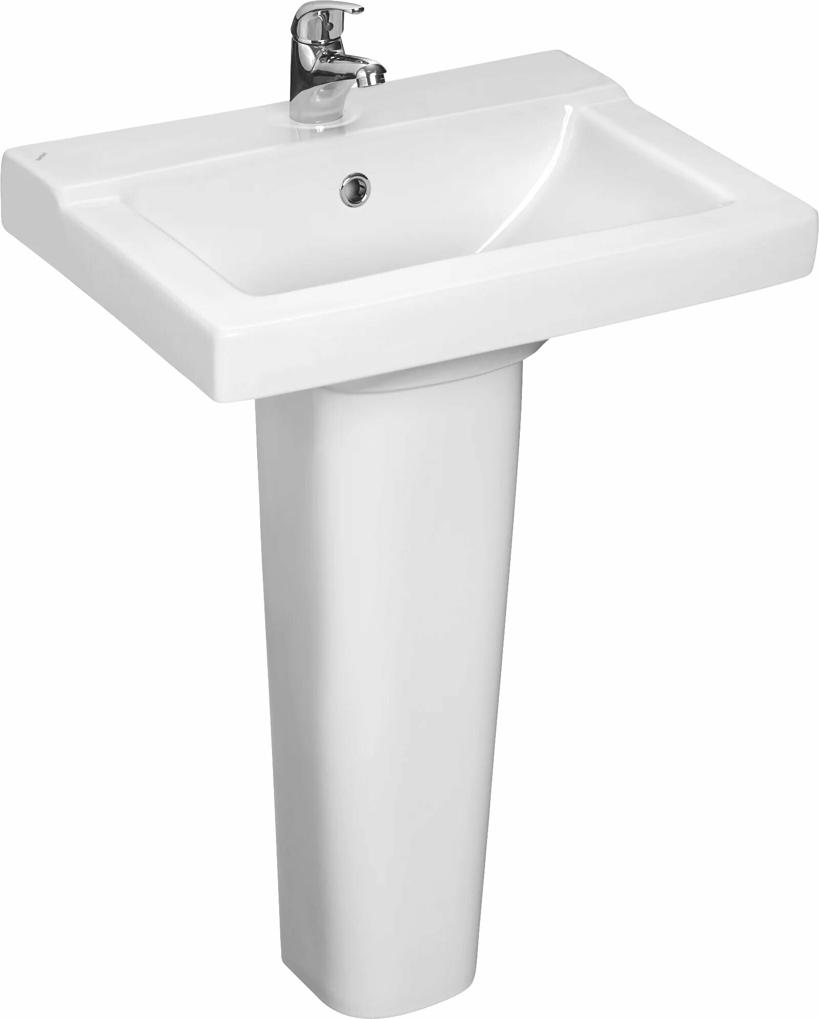 Раковина Santeri Орион 57 с пьедесталом подвесная 57 2 см фарфоровая раковина для ванной белая прямоугольная со сливом-переливом