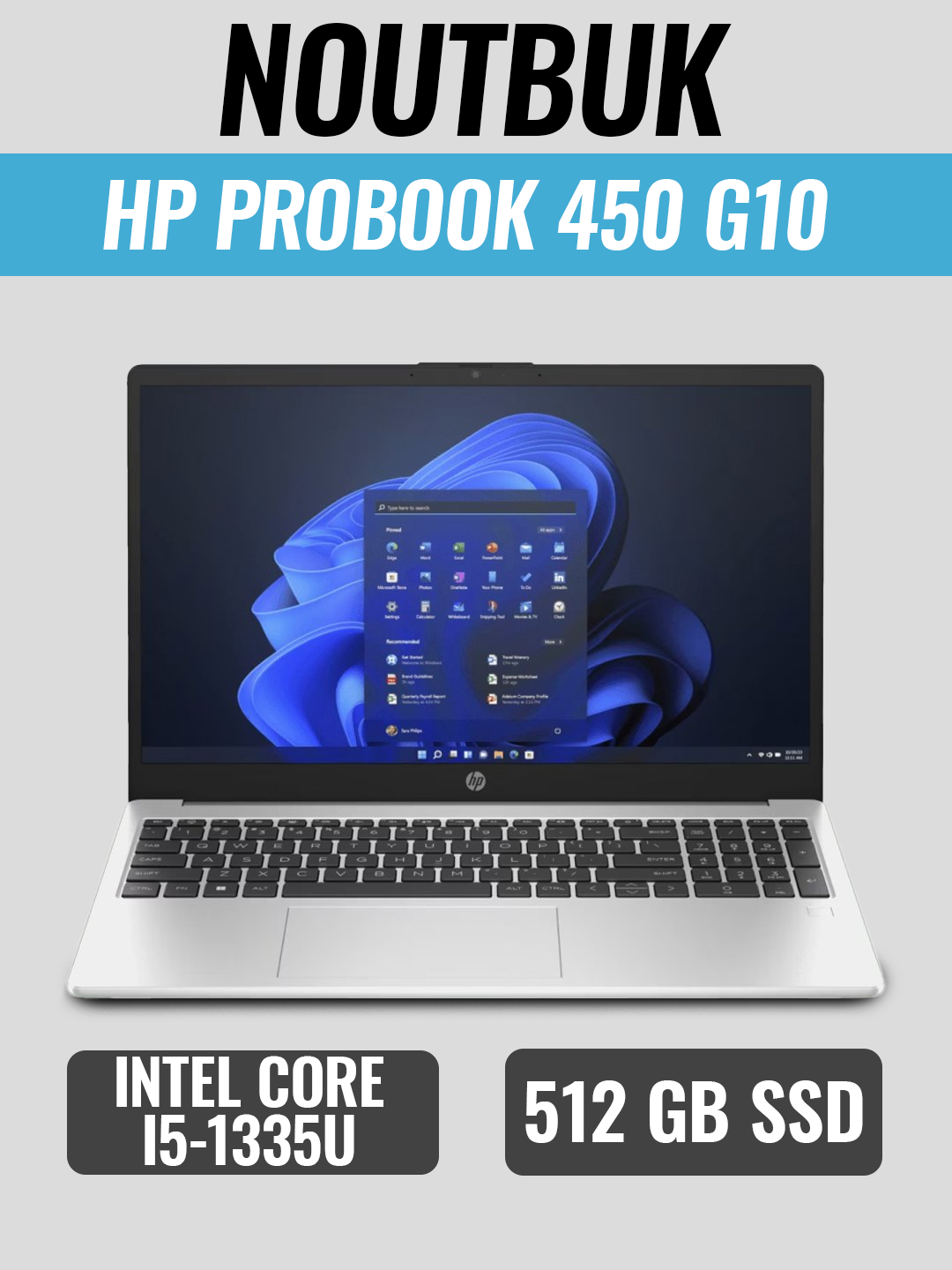 HP Probook 450 G10 (6N8) (Intel Core i5-1335U/ DDR4 8GB/ SSD 512GB/ 15,6 FHD IPS/ Intel Iris Xe Graphics
