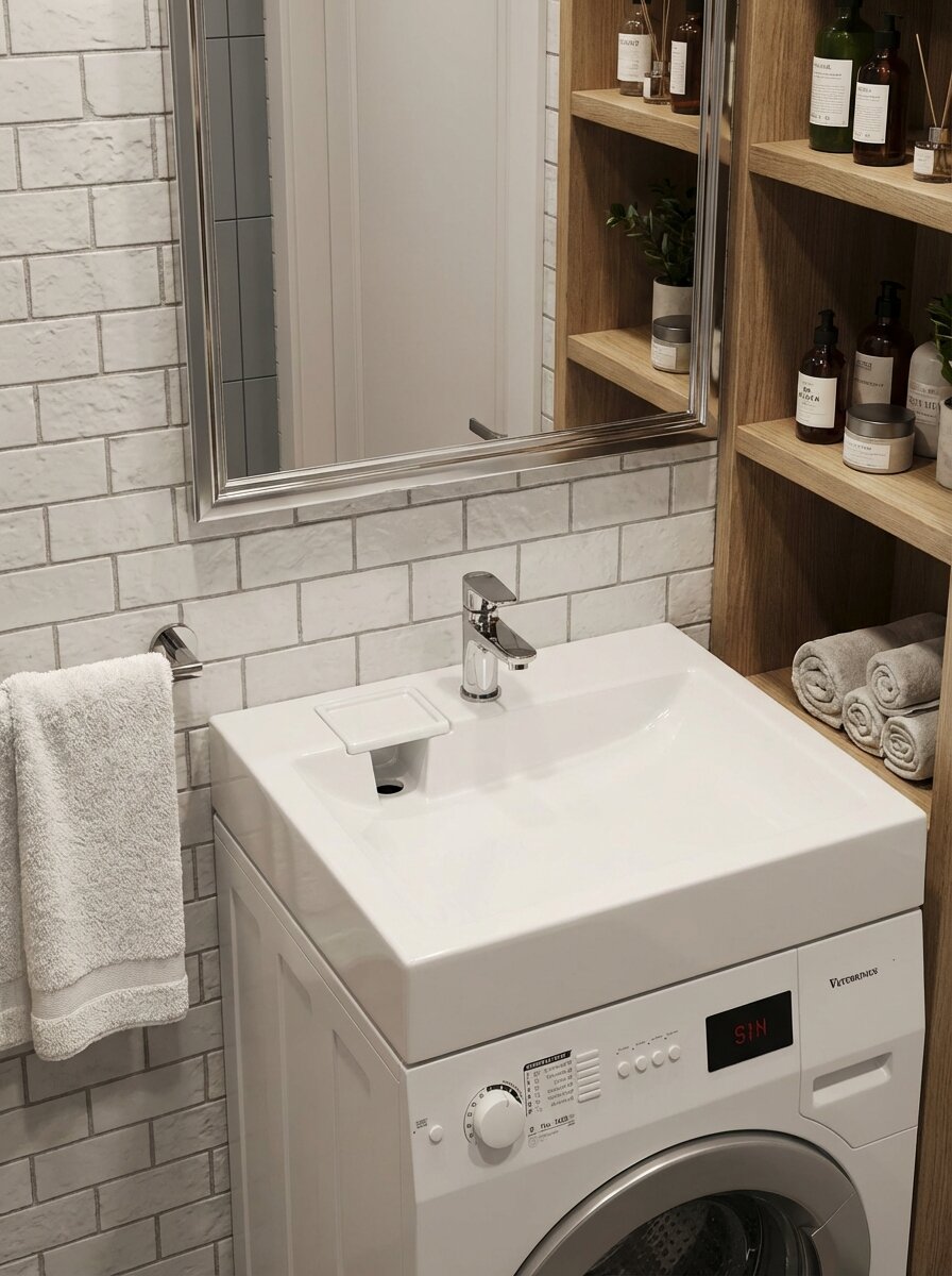 Раковина Paola Siena 60x50, над стиральной машиной, литьевой мрамор, белая