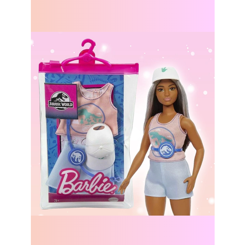 фото Одежда для кукол одежда и аксессуары для куклы барби barbie, розовый топ, юбка mattel
