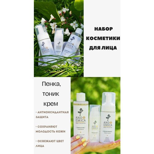 Косметический набор для лица женский: пенка, тоник, крем для лица