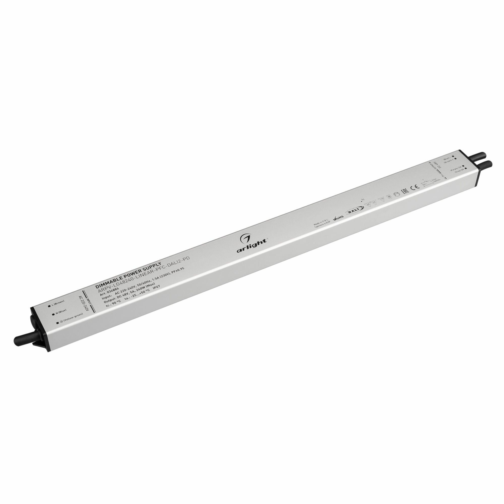 034884 Блок питания ARPV-LG48240-LINEAR-PFC-DALI2-PD (48V, 5A, 240W) (Arlight, IP67 Металл, 5 лет)
