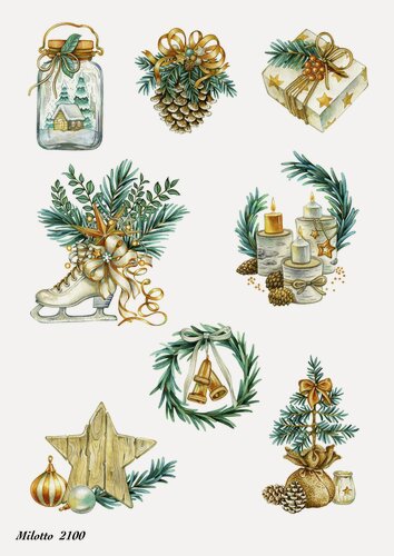 Изображение товара Декупажная карта А4 рисовая бумага новогодние аксессуары 2100