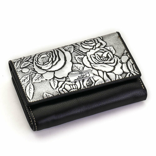 фото Кошелек sergio valentini, фактура тиснение, черный, серебряный