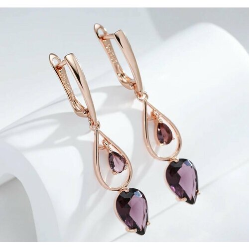 Серьги , циркон, золотой, синий