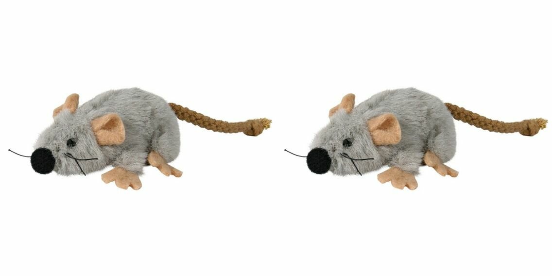 Trixie Игрушка для кошек Мышь серая, плюш, 7 см, 2 шт