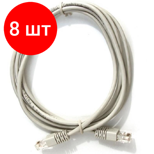 Комплект 8 штук, Патч-корд ExeGate UTP-RJ45-RJ45-C6-3M-GY, cat.6, 3м, серый комплект 5 штук патч корд exegate utp rj45 rj45 c6 cu 3m gy cat 6 3м серый