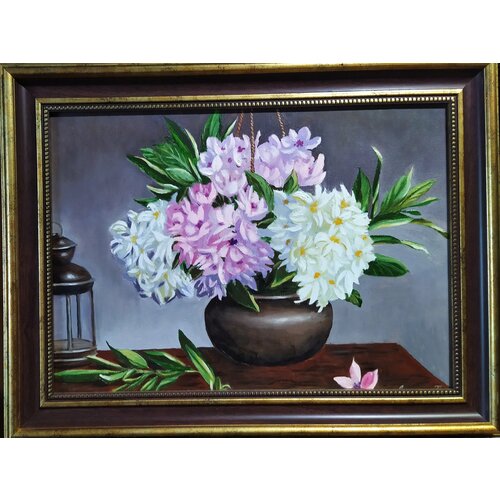 Натюрморт Натюрморт с рододендроном картина маслом холст 3748 см ручная работа Соснина Татьяна 8000₽