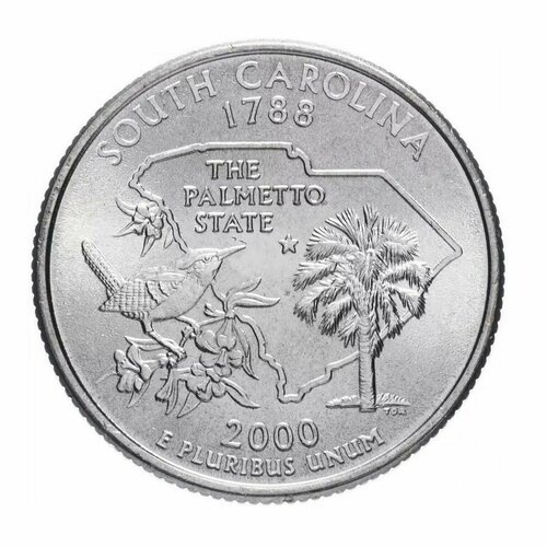 Монета 25 центов Южная Каролина. Штаты и территории. D США 2000 UNC