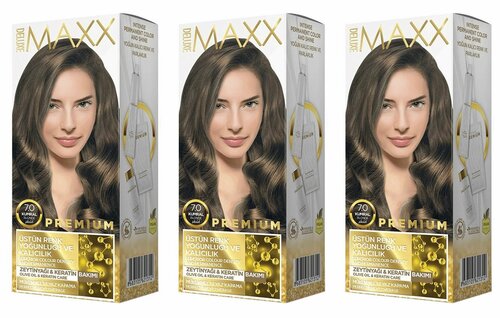 MAXX DELUXE Краска для волос Premium, тон 7.0 Русый натуральный, 110 г, 3 шт