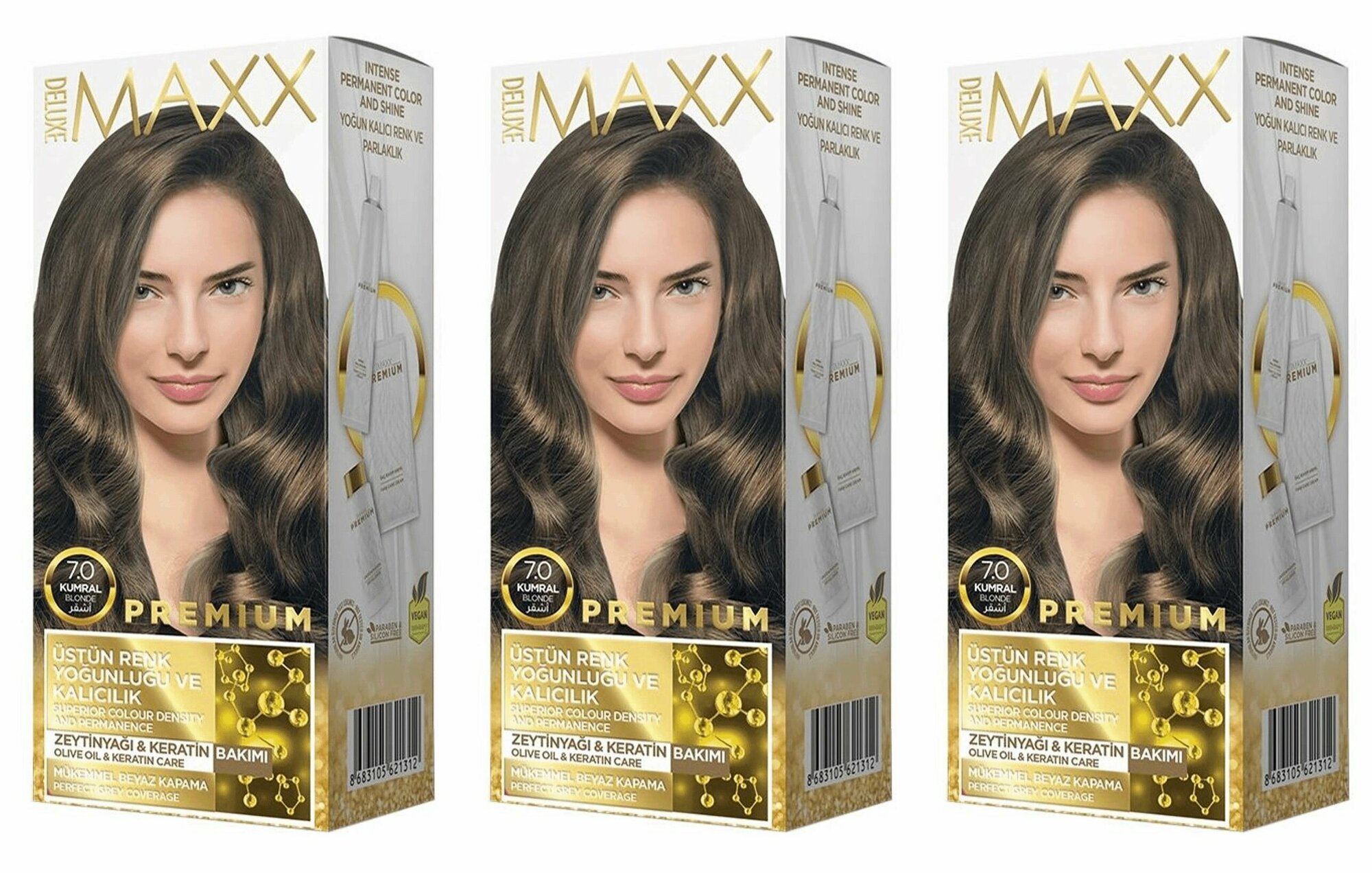 MAXX DELUXE Краска для волос Premium, тон 7.0 Русый натуральный, 110 г, 3 шт