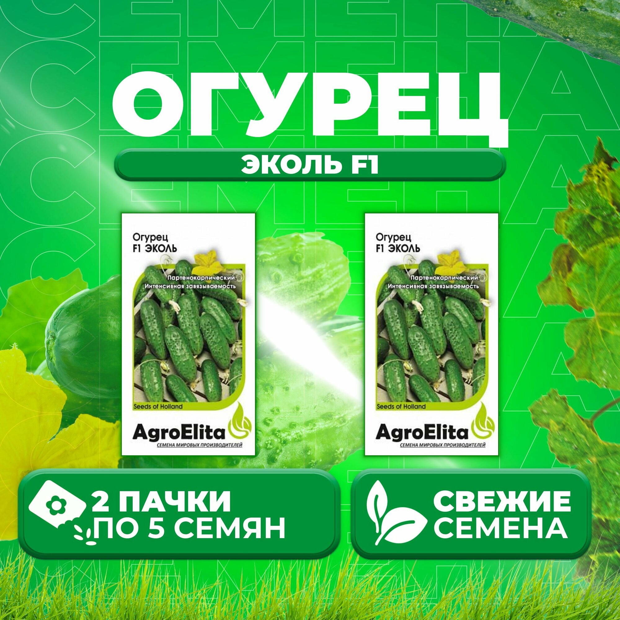 Огурец Эколь F1, 5шт, AgroElita (2 уп)