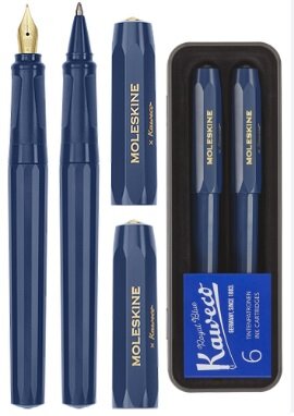 Набор Moleskine X Kaweco синяя перьевая и шариковая ручки в футляре синие чернила