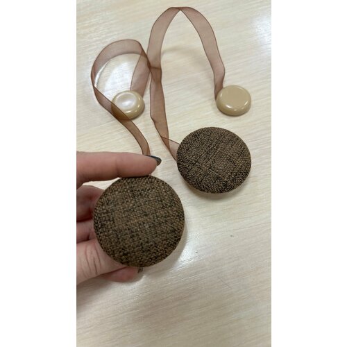 Подхват магнитный круг текстиль коричневый, 1 шт