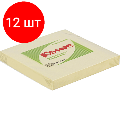 фото Комплект 12 штук, стикеры комус с клеев. краем 76х76 желтый 100л