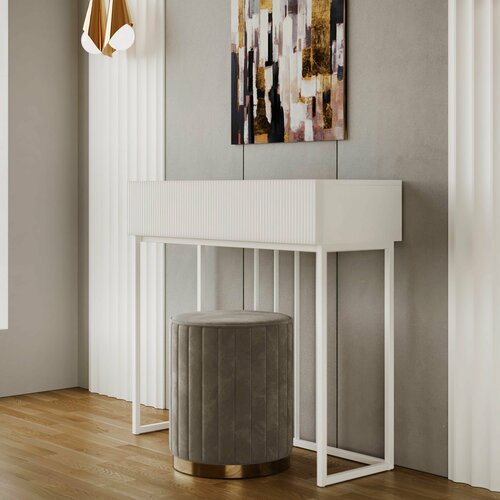 фото Консоль, туалетный столик фокстрот 90х35х85 см, белый make mebel