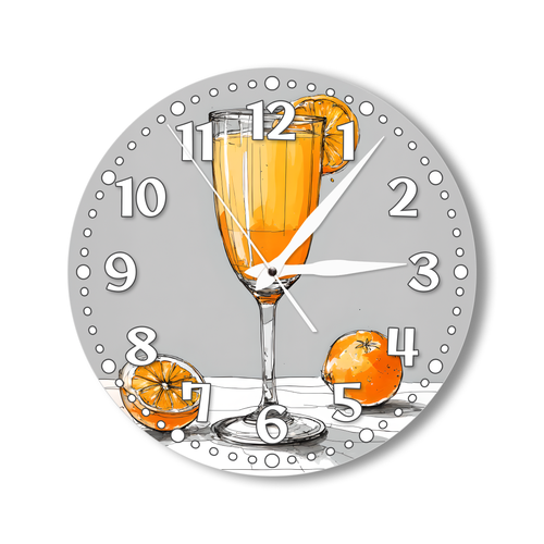 Деревянные настенные часы с УФ принтом 28см, бесшумные кварцевые интерьерные часы без стекла, открытые стрелки, апельсиновый сок 2