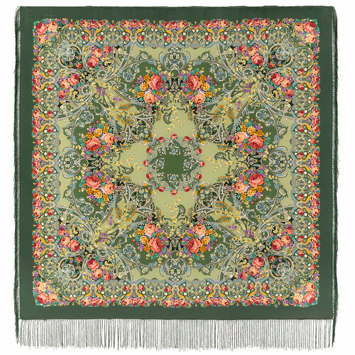 фото Платок павловопосадская платочная мануфактура,130х130 см, зеленый