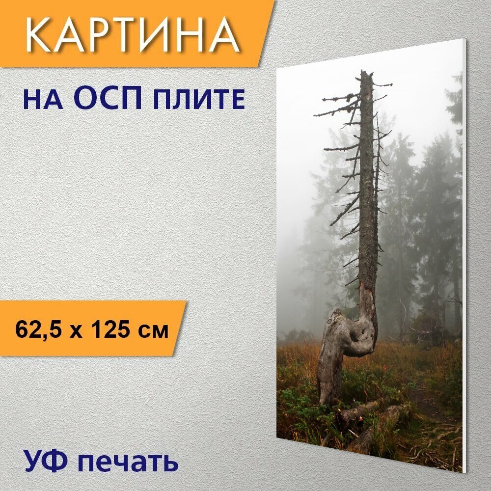 Вертикальная картина на ОСП "Горы, горячий, тюрбан" 62x125 см. для интерьериа