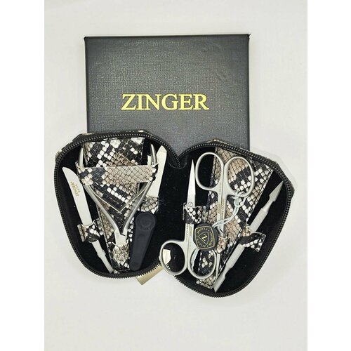 Маникюрный набор Zinger 7103, 6 предметов, сереб. мат./змея