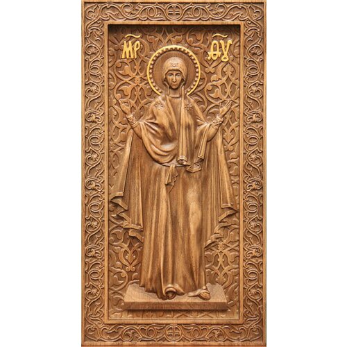 Икона Пресвятой Богородицы Нерушимая Стена, резная из дуба, 16,5х31 см