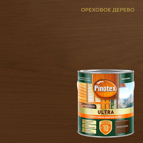 PINOTEX ULTRA для защиты древесины, влагостойкая, ореховое дерево 2,5л