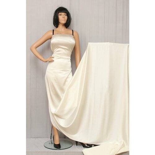 Ткань Шёлковый атлас-стрейч Maliparmi молочно-белый, ш136см, 0,5 м