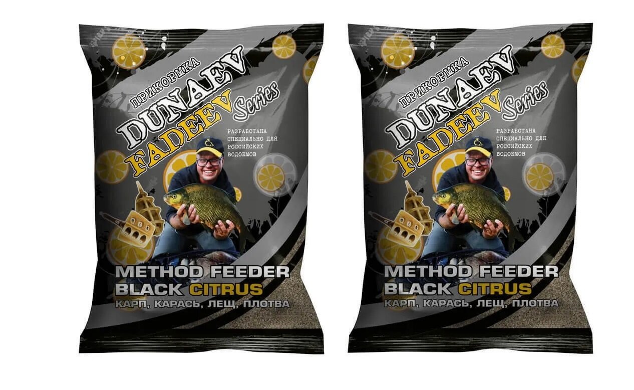 Прикормка "DUNAEV-FADEEV" 1кг Method Feeder Black Citrus 2 шт / рыболовная прикормка / прикорм для рыб / для рыбной ловли / корм / подкормка / Дунаев