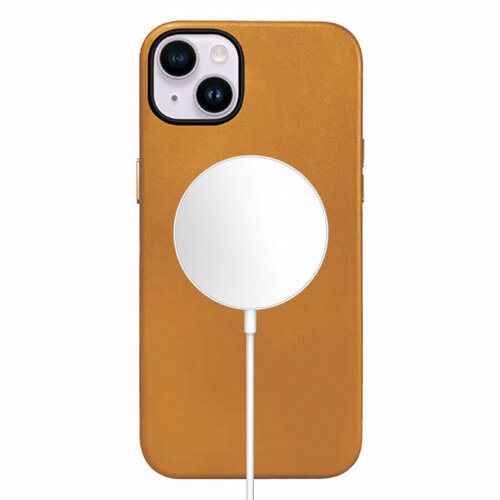 телефонный чехол quad lock mag case для смартфона iphone 14 Чехол Leather Case with MagSafe KZDOO Mag Noble Collection для iPhone 14 6.1, оранжевый (2)