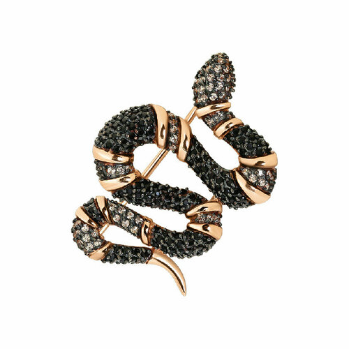 Брошь АЛЕКСАНДРА, красное золото, 585 проба, фианит