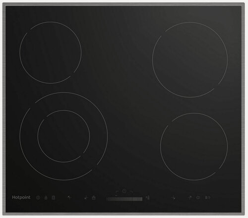 Изображение товара Электрическая варочная панель Hotpoint HR 6T2 X S 58 см, 4 конфорки стеклокерамика, черный