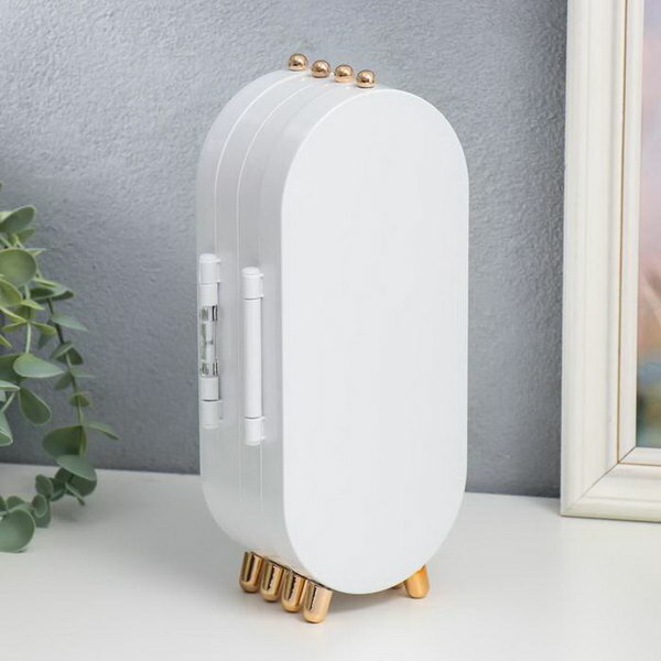 фото Шкатулка-кейс для украшений пластик "Овал" белый 23.5х6.5х11.5 см