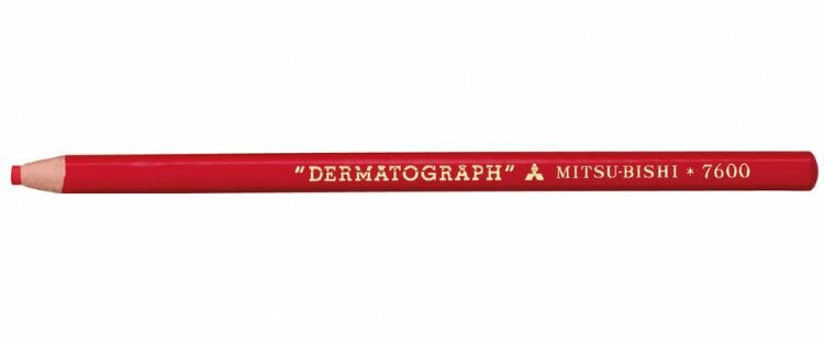 Карандаш UNI Mitsubishi DERMATOGRAPH P-7600 Красный, для письма по любой поверхности 1.0-4.0 мм (уп 12 штук),
