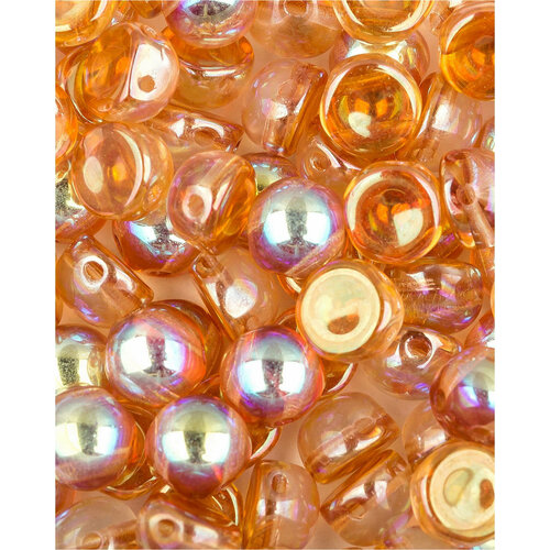 Стеклянные чешские бусины с двумя отверстиями, Cabochon bead, 6 мм, цвет Crystal Orange Rainbow, 10 шт.