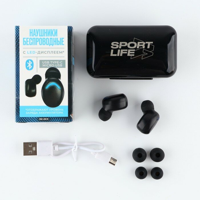 Наушники беспроводные Sport life, модель VBT 1.0, 7.5×4.8 см