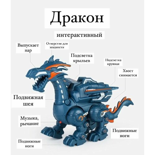 Интерактивная игрушка дракон динозавр пародыщащий со звуком и подсветкой подвижная игрушка дракона гидора dragon gidora 18 см