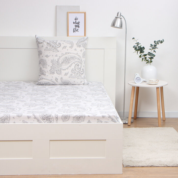 фото Комплект Экономь и Я "Узоры востока" цв. серый: Простыня 145*214см,70*70см, бязь,120г,100%хл